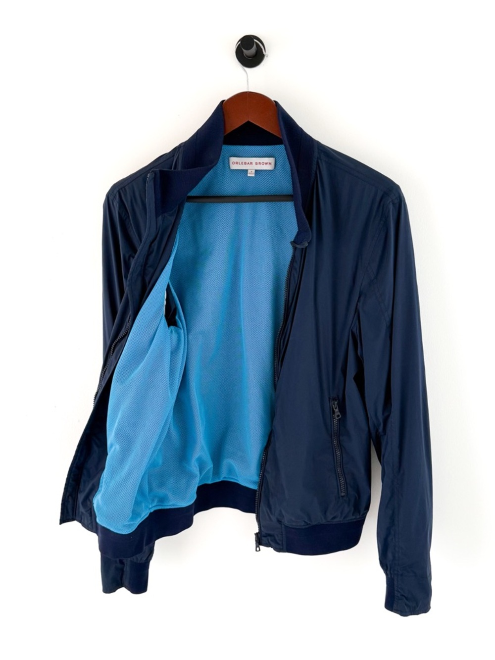 Orlebar Brown Windbreaker Bomber Jacket Spring Navy Blue Men's Size M - Picture 3 of 14